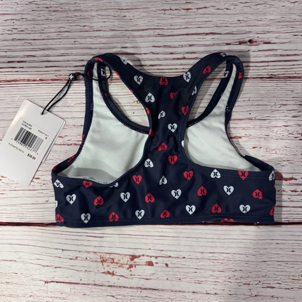 NWT Hurley Girl's Two-Piece Racerback Bikini Swim Set in Midnight Navy Sz 6
